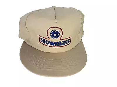 Custom Vintage Snowmass Baseball Cap Hat Beige Snowboarding Skiing Winter 1990s • $25