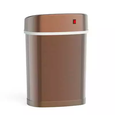 Nine Stars 4 Gallon Touchless Oval Office Trash Can Gold Stainless Steel • $36.51