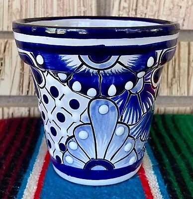 Mexican Ceramic Flower Pot Planter Folk Art Pottery Handmade Talavera #9 • $19.99