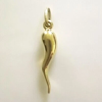 £90.96 • Buy 9ct Gold Horn Of Plenty Cornicello Corno Chilli Pendant Italian LARGE 2.8cm
