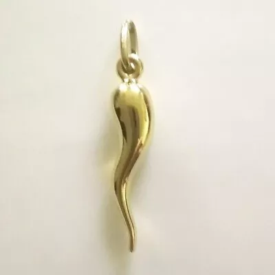 £87.65 • Buy 9ct Gold Horn Of Plenty Cornicello Corno Chilli Pendant Italian LARGE 2.8cm