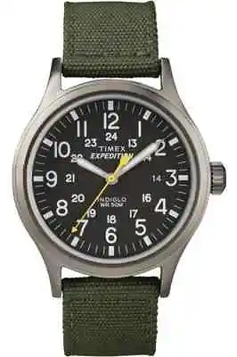 Timex T49961 Men's Expedition Scout Green Fabric Watch Date Indiglo NEW • $45.50