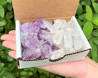 1/2 Lb Bulk Amethyst & Quartz Crystal Collection In Box Natural Clear Points  • $16.95