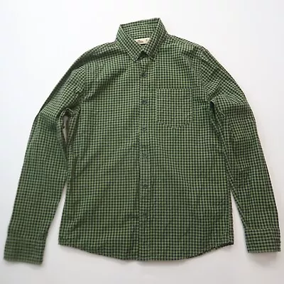 Hollister Mens Button Down Shirt Size Medium Green Blue Check Cotton Casual • $15.29