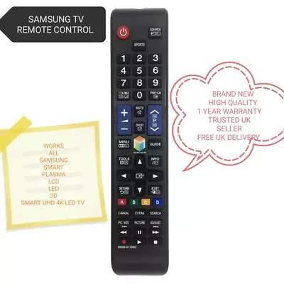 Samsung Tv Remote Works All Models Samsung Plasma/lcd/led/3d/smart 4k Uhd Led Tv • £7.39