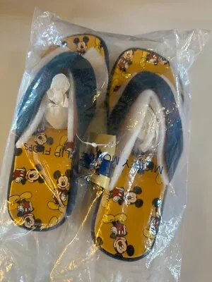 NEW Mickey Mouse Flip Flops Sandals Medium Size 7/8 Women Denim Straps • $14.99