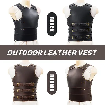 Medieval Viking Warrior PU Leather Chest Armor Halloween Cosplay Costume Vest • $46.35