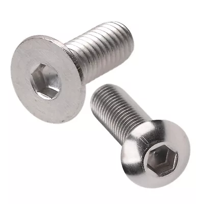 Button Flat Countersunk Socket Head Screws Stainless Steel 304 M3 M4 M5 M6 M8 • $10.40