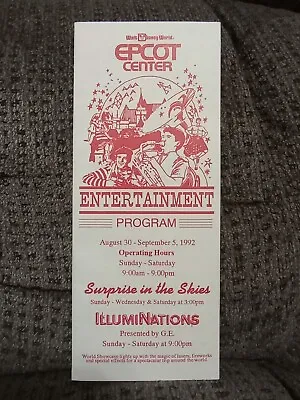 1992 Walt Disney World Vintage Epcot Center Entertainment Program  • $5