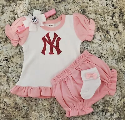 Yankees Infant/baby Girl Outfit Yankees Take Home  Yankees Baseball Baby Gift • $26.95