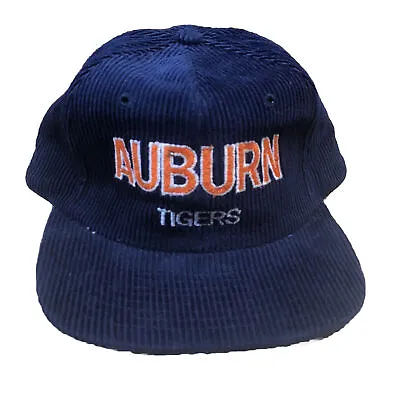 Vintage Auburn Tigers Corduroy Snapback Hat Cap Twins Enterprise Blue • $47.98