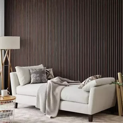 Smoked Oak Slat Wall Acoustic 3D Modern Wood Veneer Panels 600mm X 2400mm • £130