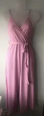 Miss Selfridge Pink Ribbed Strap Cross Front Jumpsuit Size 6 Used GC • £3.50