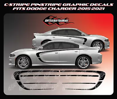 C-Stripe Pinstripe Stripe Kit Side Graphic Decals Fits Dodge Charger 2015-2021 • $99.99