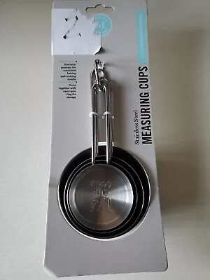 Martha Stewart Stainless Steel Measuring Cups 1 1/2 1/3 1/4 Cups Brand New Tg • $19.99