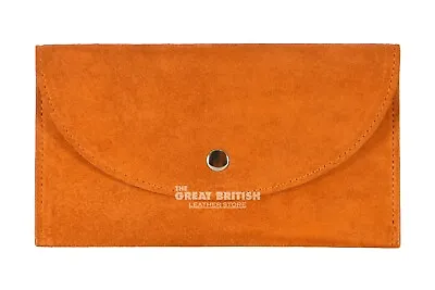 Womens Cow Suede Leather Hand Clutch Envelope Wallet Slim Snap Stud Mobile Purse • £12.74