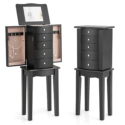 Free Stand Jewelry Cabinet Armoire Storage Chest Stand Organizer Wood Christmas • $79.99