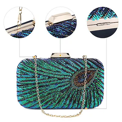 Beaded Sequin Peacock Evening Clutch Bags Vintage Evening Bag1920s Handbag  • $23.79