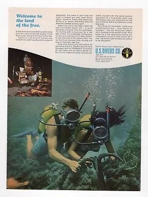 Vintage 1967 Mag Print Ad US DIVERS CO Aqua Lung Sexy Couple Swim Mancave V2 • $7