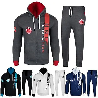 Mens HNL Print Full Fashion Tracksuit Hooded Fleece Zipped Top & Jogging Bottoms • £32.99