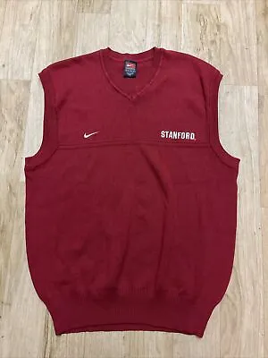 Vintage Nike Sweater Vest Men's Small Stanford Red V-Neck Top College Team • $25