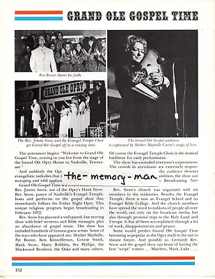 Mother Maybelle Carter Pat Boone Rev Jimmy Snow 1976 Picture Clipping Page • $13.90