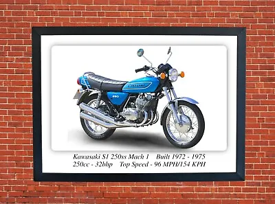 Kawasaki S1 250ss Mach 1 Motorcycle A3 Size Print Poster On Photographic Paper • £9.99