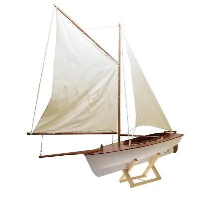 36  White Prince Wooden Model Décor Sailboat Ship W/ Cloth Sails • $175