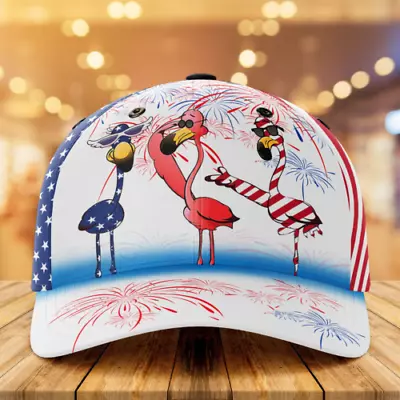 $26.99 • Buy Patriotic Flamingo Fireworks US Flag Independence Day Baseball Cap Best Price