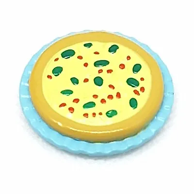 Barbie Quiche Spinach Pizza Blue Plate Food Kitchen Dollhouse  • $3.50