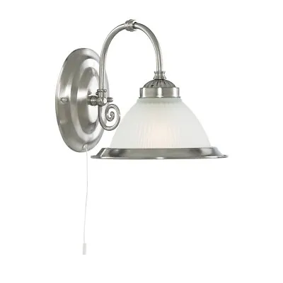 Marco Tielle New York Diner . Satin Silver Wall Light. Opaque Glass Art Deco • £29.99