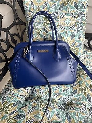 Charles Jourdan Navy Blue Leather Viva Satchel Cross Body Bag • $69.99