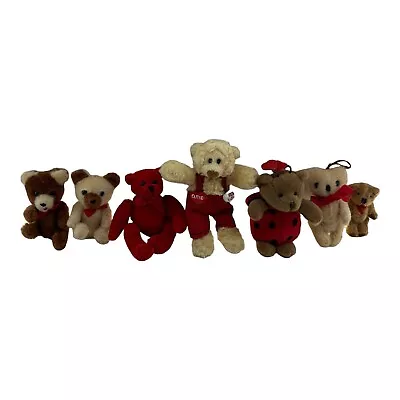 (7) Piece Miniature Teddy Bear Plush Lot Gund Russ Holiday Ornaments NO TAGS • $22.45