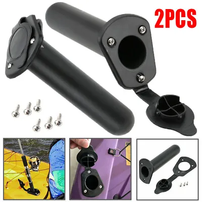 2Pcs Flush Mount Rod Holder For Kayak Pole With Cap Cover Bracket Fishing Boat • £9.99