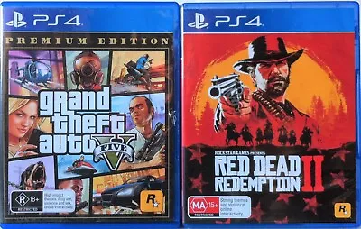 Grand Theft Auto V GTA 5 And Red Dead Redemption 2 Game Bundle PS4 • $59.95