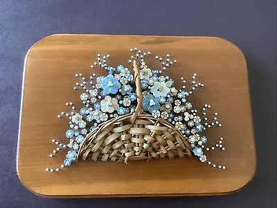 Vintage 1977 Pol-O-Craft Nail Art Pauline Owens Flower Basket Folk Art 13”x9” • $23.95