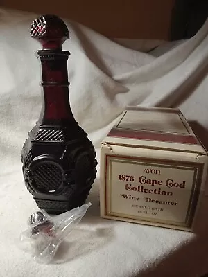 Avon 1876 Cape Cod Collection Ruby Red Wine Decanter Bubble Bath Full (R273) • $12.99