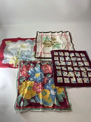 Vintage Hankies Lot Of 4 Womens Hankerchiefs Different Patterns • $8.50