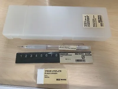 MUJI Japan Polypropylece Pen Case Ruler Eraser Mechanical Pencil 0.5 Mm Set • $15