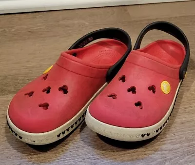  Disney Mickey Mouse Crocband Red Crocs Shoes Toddler Size 12/13 Unisex Junior  • $10.50