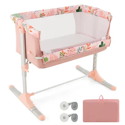 Folding Baby Bassinet Bedside Sleeper Portable Adjustable Co-Sleeper W/Mattress • $146.95