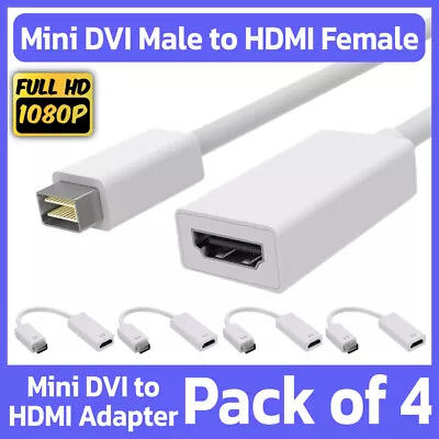 4 Pack Mini DVI Male To HDMI Female Adapter Video Cable Converter Mac TV Monitor • $20.99