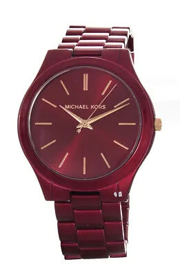 Michael Kors Women's Red Slim Runway Three-Hand Stainless Steel Quartz MK3895 • $155