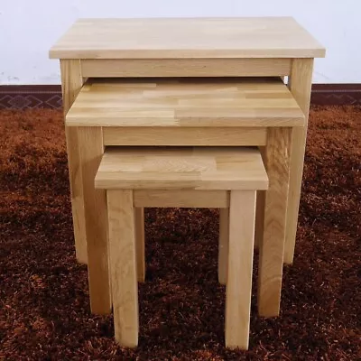 Oak Side Table Nest Of 3 Tables Wooden End Lamp Table Bedside Cabinet Nigh • £78