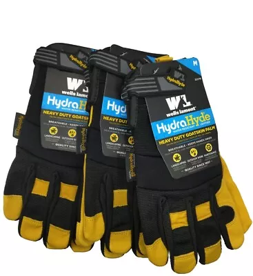 3 Pairs Wells Lamont Men's HydraHyde Leather Work Gloves Select Size Medium • $32.50