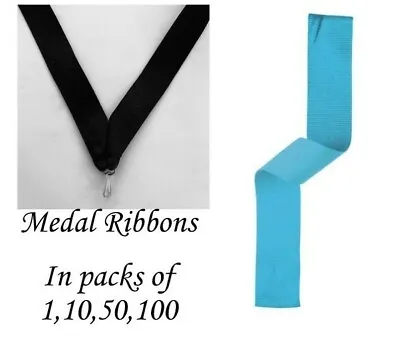 Light Blue Medal Ribbons With Clip Woven In Packs Of 11050100 • £3.32