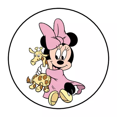 30 Baby Minnie Mouse Stickers Envelope Seals Labels 1.5  Round Shower Custom • $2.64