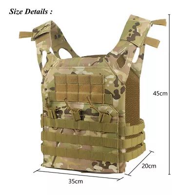 Tactical Vest Airsoft Combat Plate Carrier Paintball Hunting Military Adjustable • £19.99