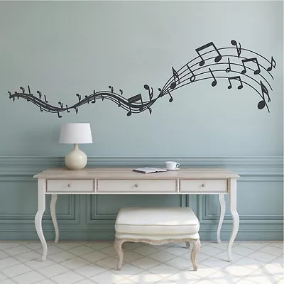 Music Melody Wall Decal Music Sheet Wall Vinyl Flowing Music Wall Mural A75 • $69.95