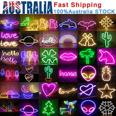 LED Rainbow Neon Sign Lights Bedside Night Light Lamp Kids Room Home Wall Decor • $6.10